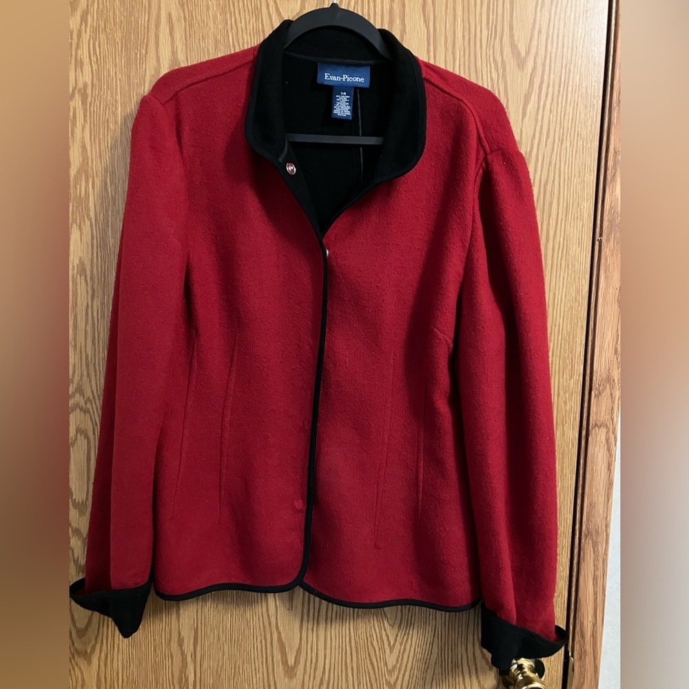 VTG Evan Piccone‎ Women’s size 14 red and black snap down blazer/jacket